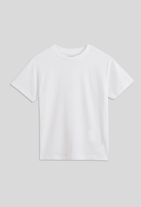 T-shirt manches courtes col rond uni en coton BIO BLANC pour enfant MONOPRIX