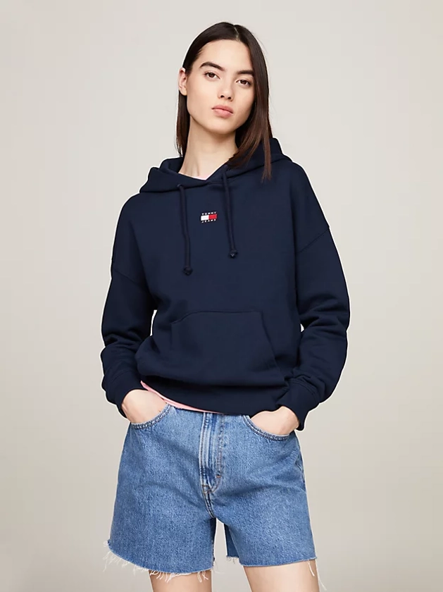 Felpa squadrata con cappuccio e distintivo | Blu | Tommy Hilfiger