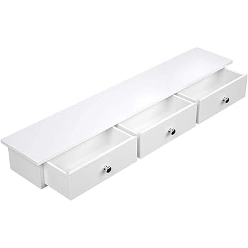 SONGMICS Floating Wall Shelf with 3 Drawers, Wall Storage Unit, 80 x 15 x 10 cm, for Hallway, Living Room, Bedroom, Kitchen, High Gloss Painting, White LWS085W01 : Amazon.co.uk: Home & Kitchen