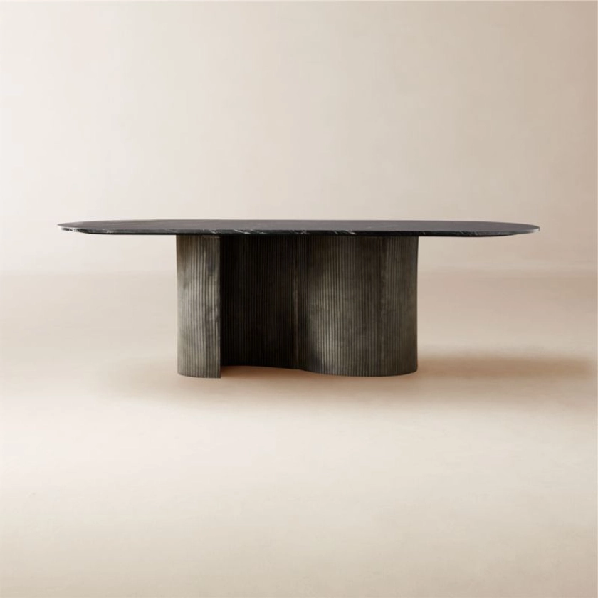 Aster 96" Oval Black Marble and Aluminum Dining Table + Reviews | CB2