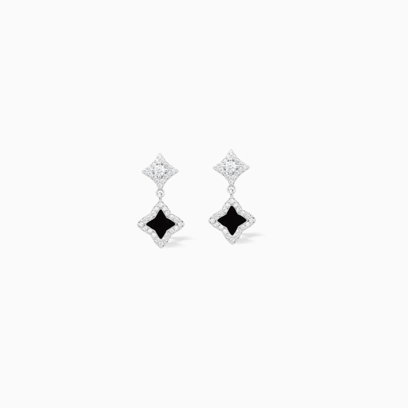 Stars & Flowers silver earrings - Black