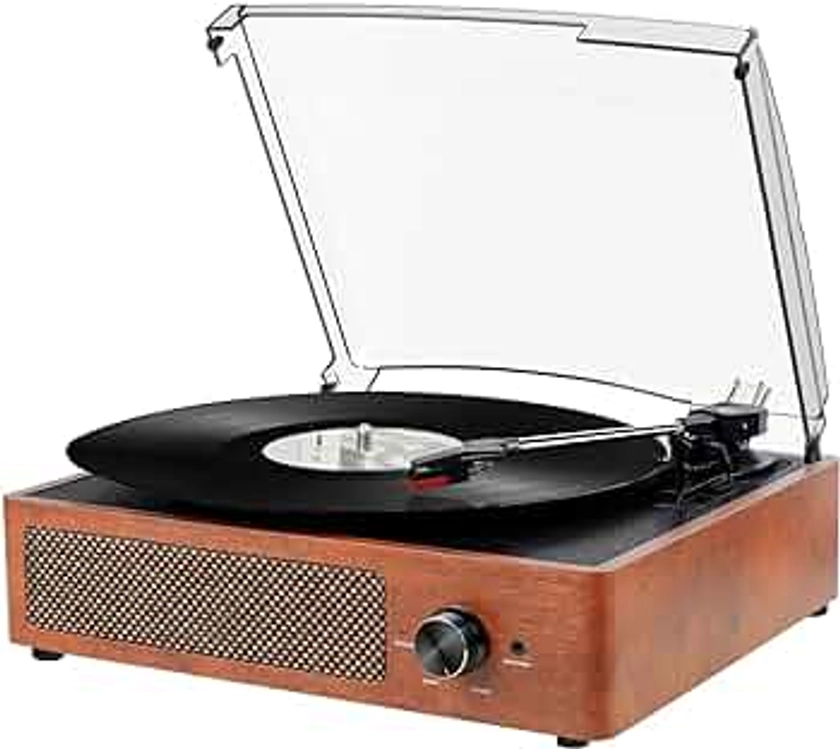 Platine Vinyle Bluetooth Portable à 3 Vitesses (33 1/3, 45 78 TR/Min), Vintage Tourne-Disque avec Haut-parleurs stéréo intégrés : Amazon.fr: High-Tech