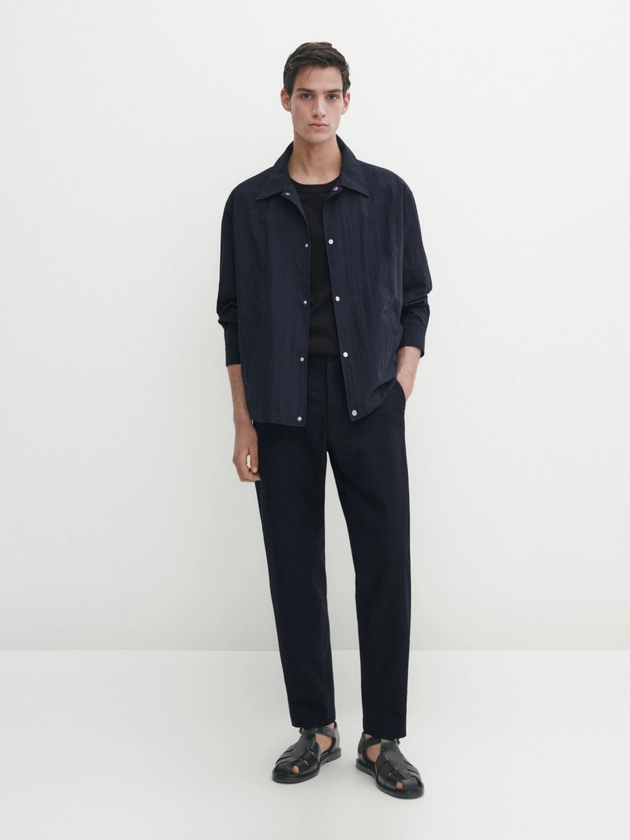 Slim fit trousers with pocket detail - Massimo Dutti United States