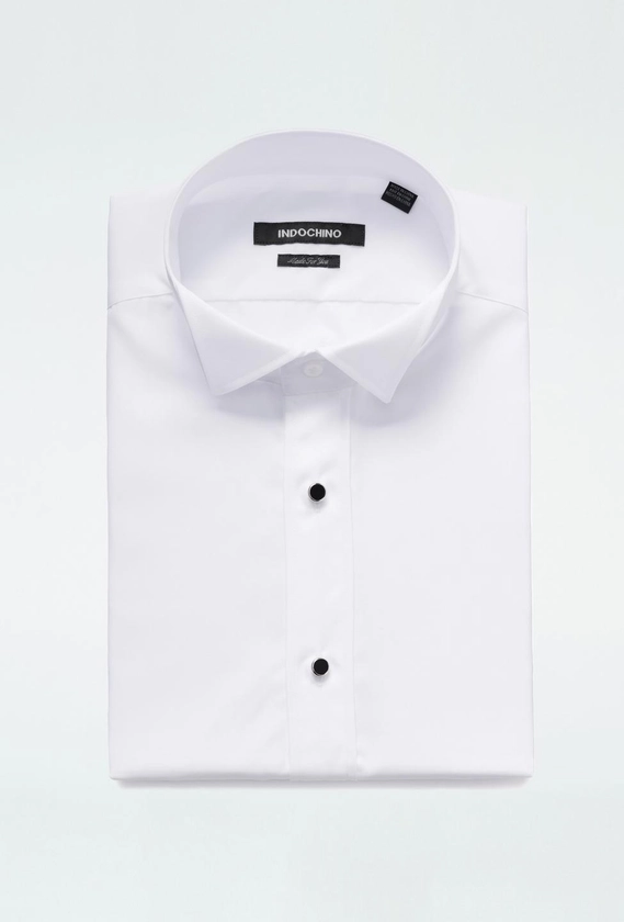 Men's Dress Shirts - Helston White Plain-Front Tuxedo Shirt | INDOCHINO