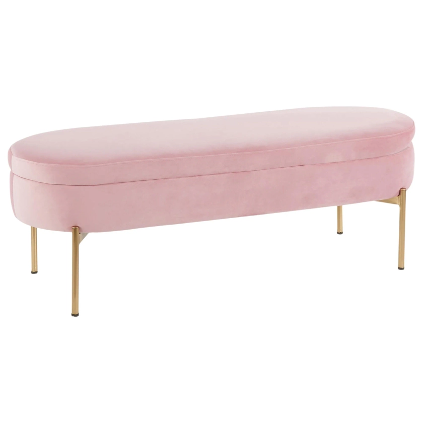 Lumisource Chloe Storage Bench in Blush Pink/Gold | NFM