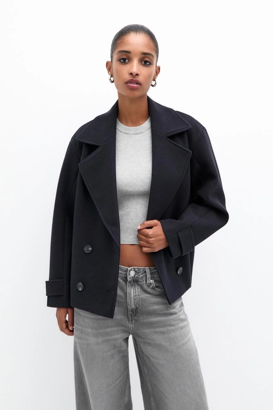 Manteau court en mélange de laine