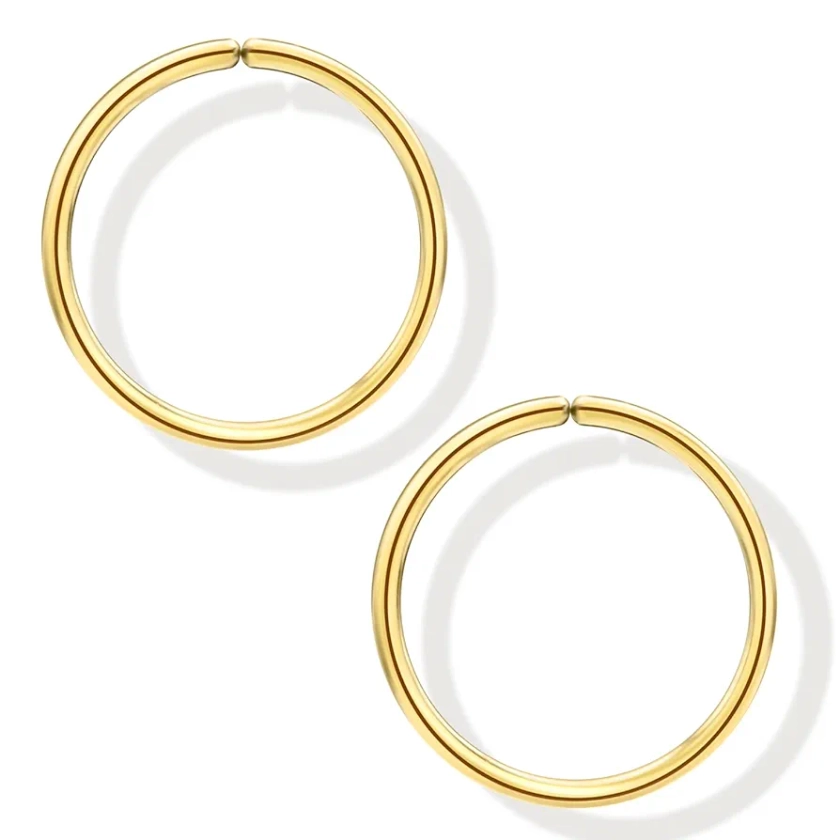 14k Gold Filled Thin Small Huggie Hoop Earrings for Women Men, Lightweight Little Handmade Hoop Earrings, 10mm 20 Gauge