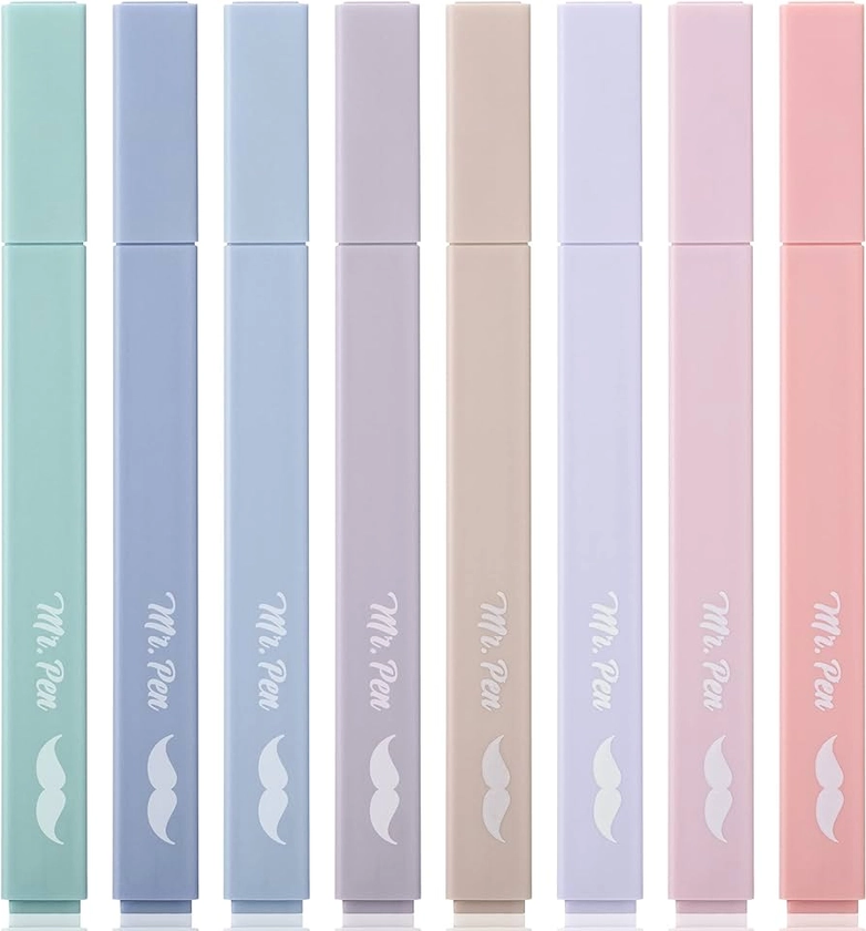 Amazon.com : Mr. Pen- Aesthetic Highlighters, 8 pcs, Chisel Tip, Morandi Colors, No Bleed Bible Highlighter Pastel, Highlighters Assorted Colors, Pastel Highlighter Set, Cute Highlighters : Office Products