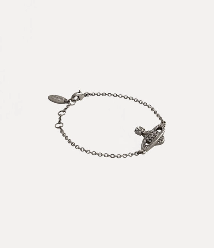 Mini Bas Relief Chain Bracelet in RUTHENIUM-Black-Diamond | Vivienne Westwood®