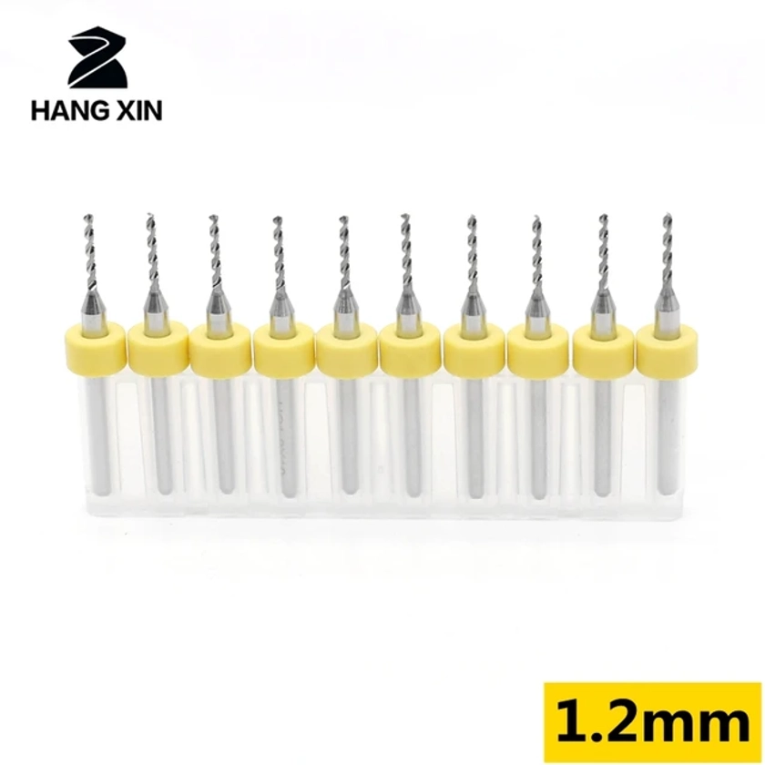 Jeu de Mini forets CNC, en carbure importé, 10 pièces/ensemble 1.2mm 1.25mm, pour circuits imprimés, outils pour le travail du bois - AliExpress 