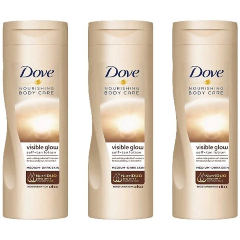 Dove Visible Glow Gradual Self Tan 250ML-Medium to Dark (PACK OF 3) on OnBuy