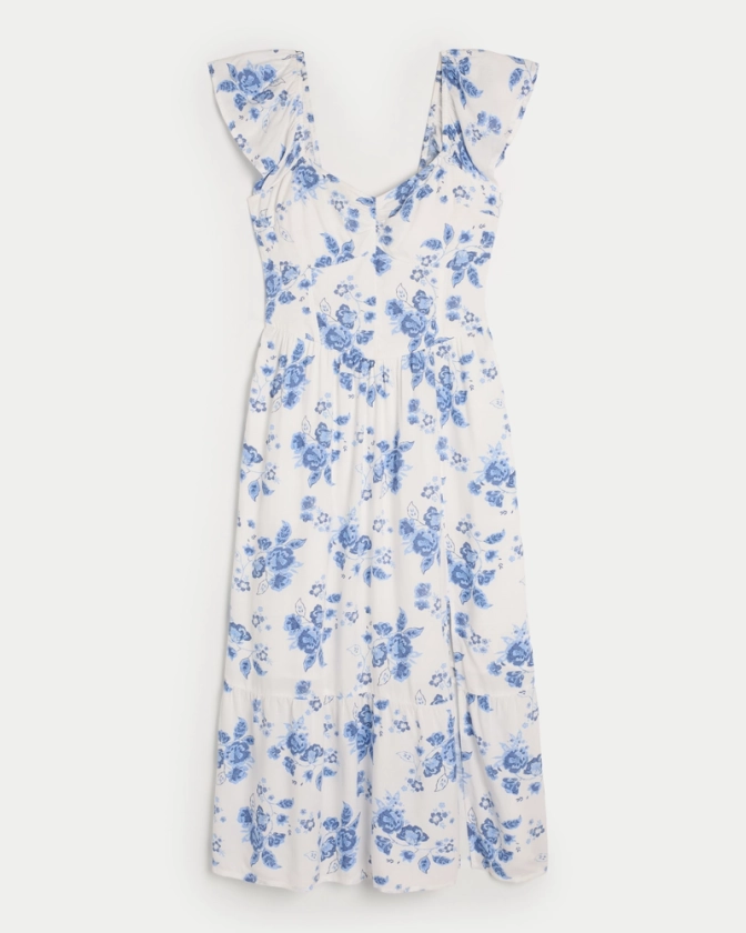 Women's Cinch Bust V-Waist Midi Dress | Women's Dresses & Rompers | HollisterCo.com