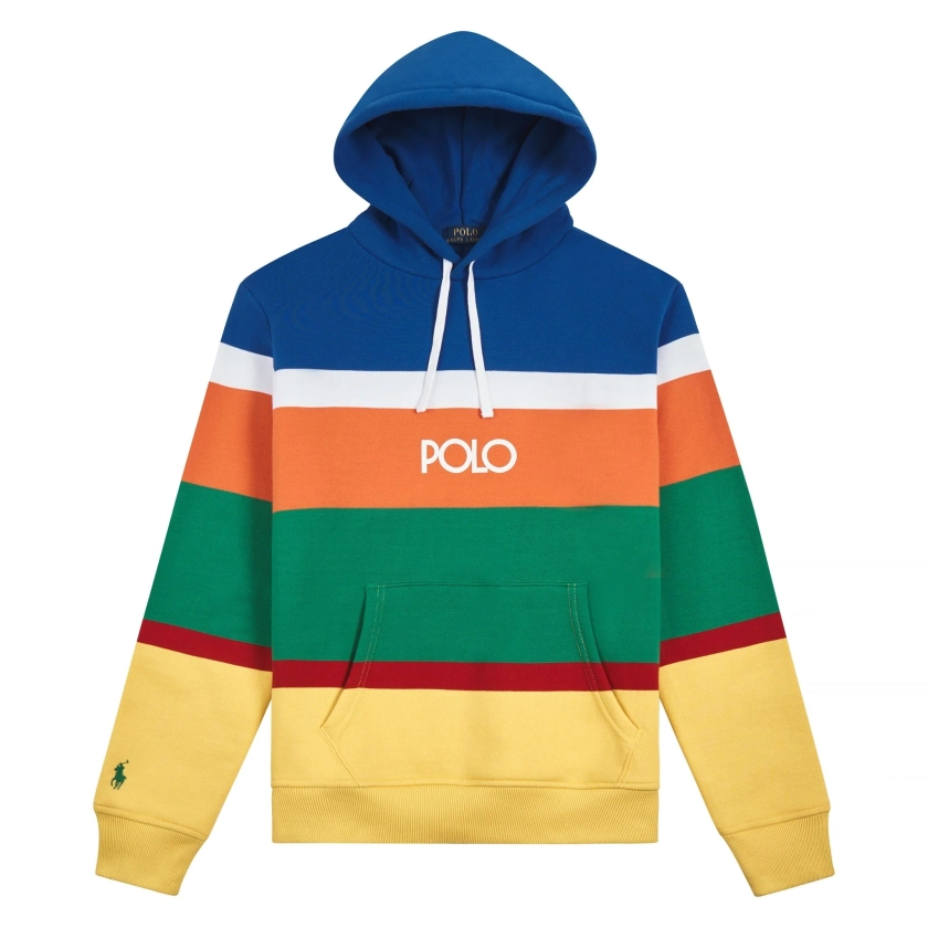 Logo Striped Fleece Hoodie | Blue Saturn Multi