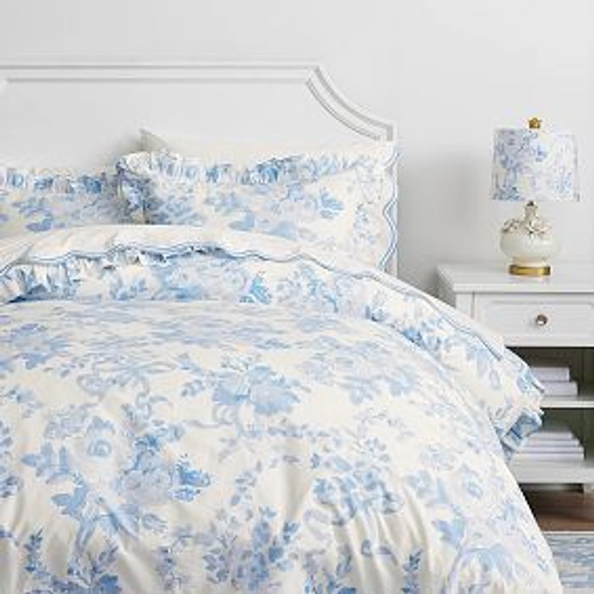 LoveShackFancy Damask Ruffle Duvet Cover