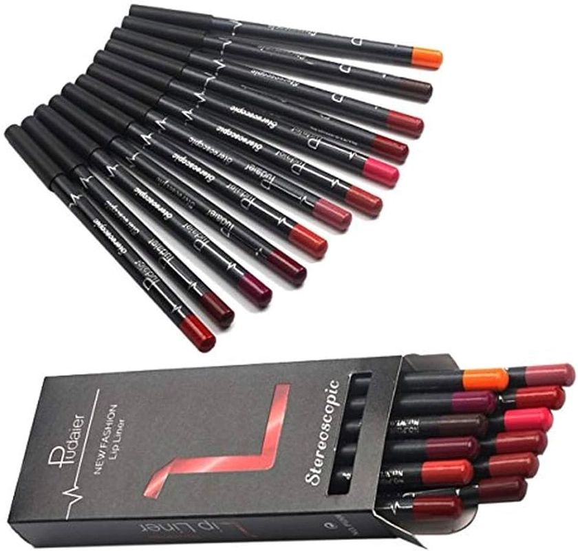 TEEROVA 12 Colors Lip Liner Pencil Matte Mist Waterproof Long Lasting Lipstick Lip Liner Set