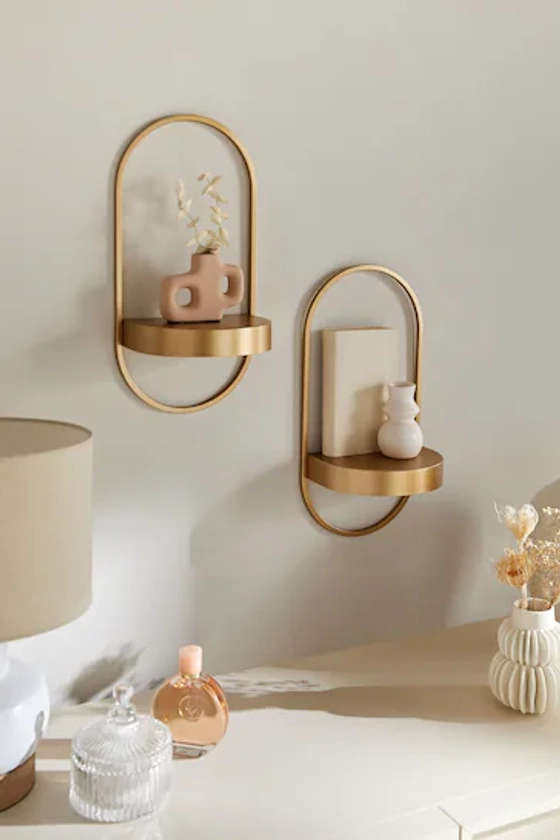 Buy Set of 2 Gold Pill Shaped Wall Display Shelves from the Next UK online shop