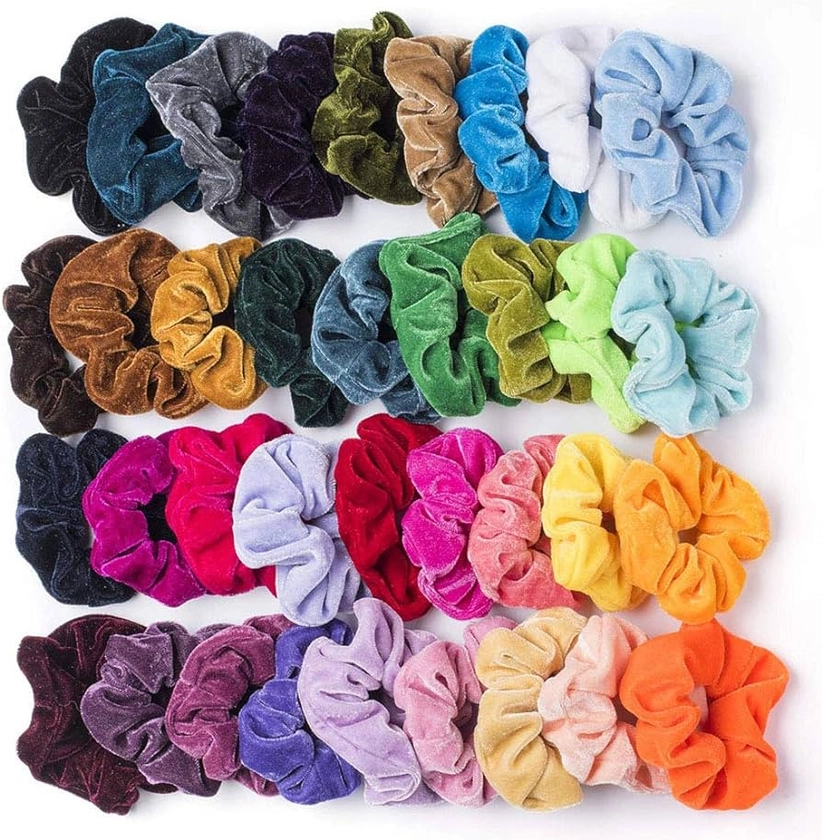 36 Pcs Hair Scrunchies Velvet Elastic Hair Bands Scrunchy Hair Ties Ropes Scrunchie for Women Girls (36 Colors)