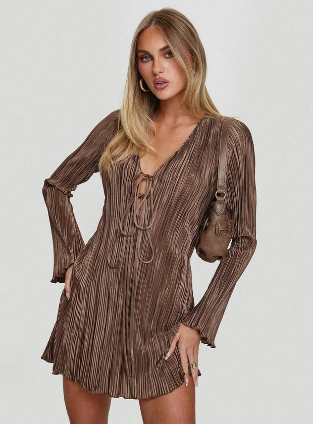 Malop Long Sleeve Mini Dress Chocolate