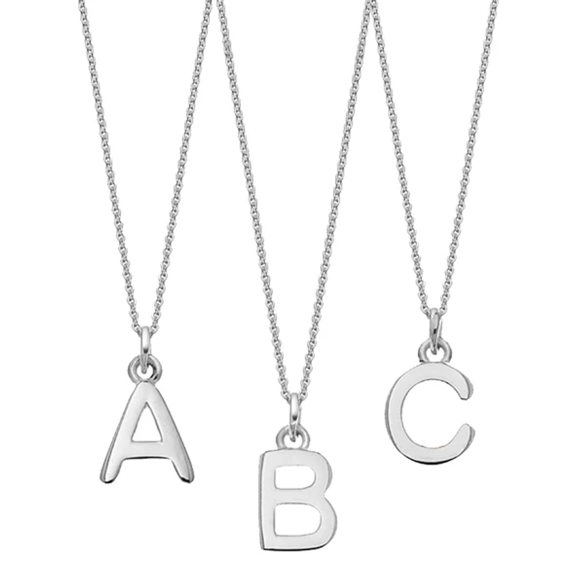 Sterling Silver Chunky Initial Necklace