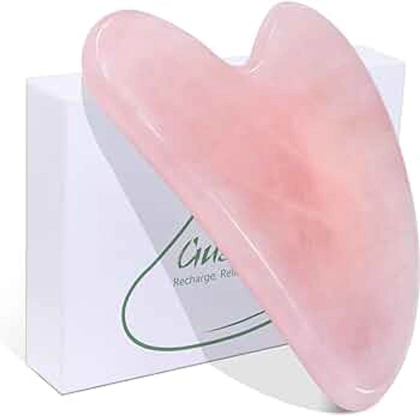 BAIMEI Gua Sha Facial Tool for Self Care, Massage Tool for Face and Body Treatment, Relieve Tensions and Reduce Redness, Skin Care Tools for Men Women, Valentine's Day Gifts - Rose Quartz