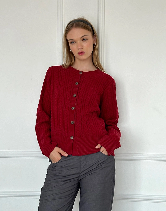 Noemi Cardigan in Mesh Burgundy