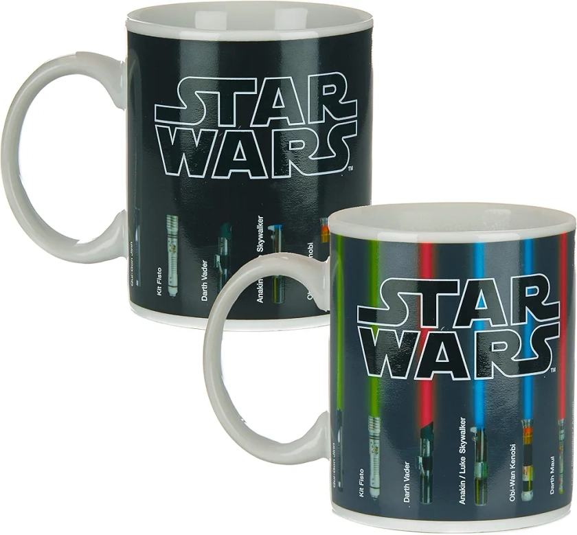 Mug sabre laser Star Wars thermoréactif - Officiellement licencié Disney, Révélez les sabres avec une boisson chaude, Cadeau pour fans de Star Wars & Mandalorian, 295ml : Amazon.fr: Cuisine et Maison