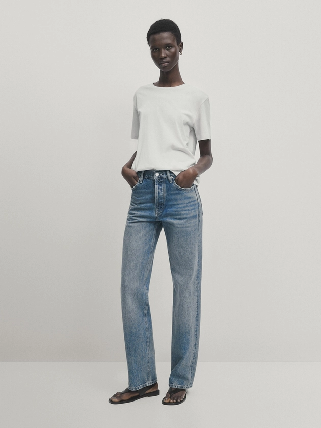 Rechte jeans met hoge taille - Massimo Dutti Netherlands