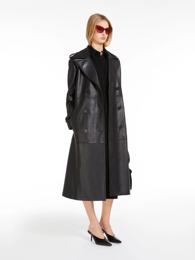 Trench-coat en nappa, noir | "MAGIARO" Max Mara 