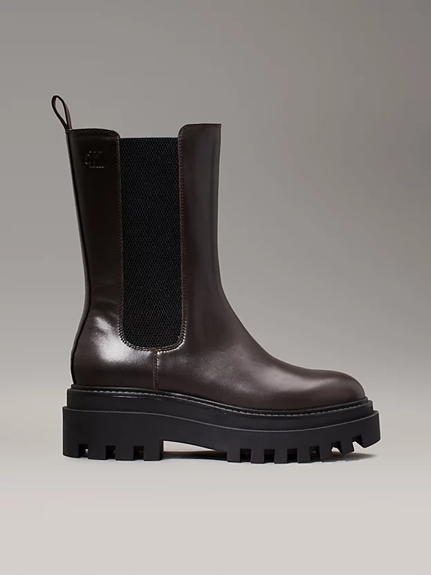 Bottes en cuir avec semelle compensée Calvin Klein® | YW0YW015420HM