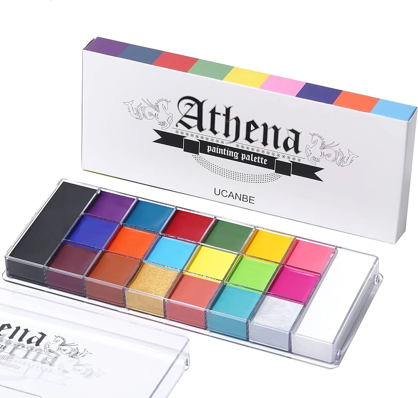 UCANBE Athena Face Body Paint Oil Palette, Professional Flash Non Toxic Safe Tattoo Halloween FX Party Artist Fancy Makeup Painting Kit For Kids and Adult