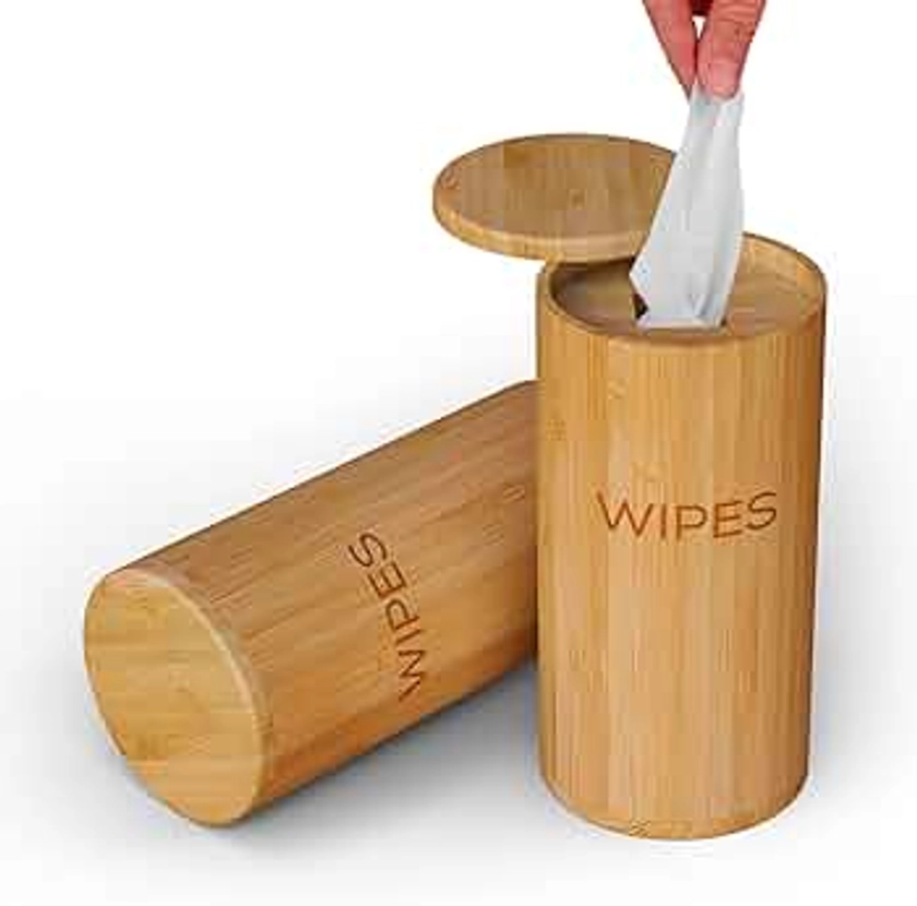 Chef's Haven Refillable Wet Wipes Dispenser - Decorative Disinfecting Wipe Container for Bathroom, Kitchen, Countertop, and Home Storage- Bamboo Cleaning Disinfectant Wipes Holder with Magnetic Lid
