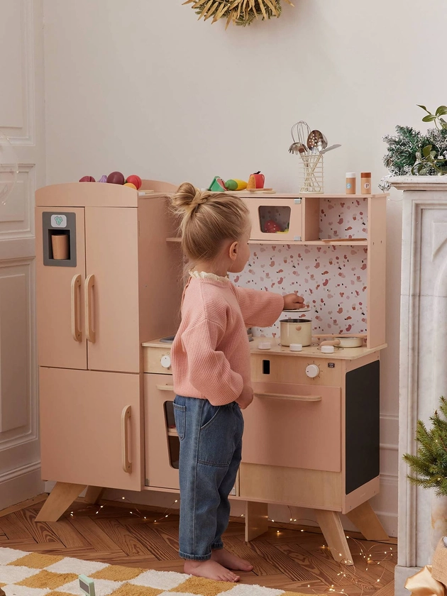 Grande cuisine équipée en bois FSC® rose - Vertbaudet