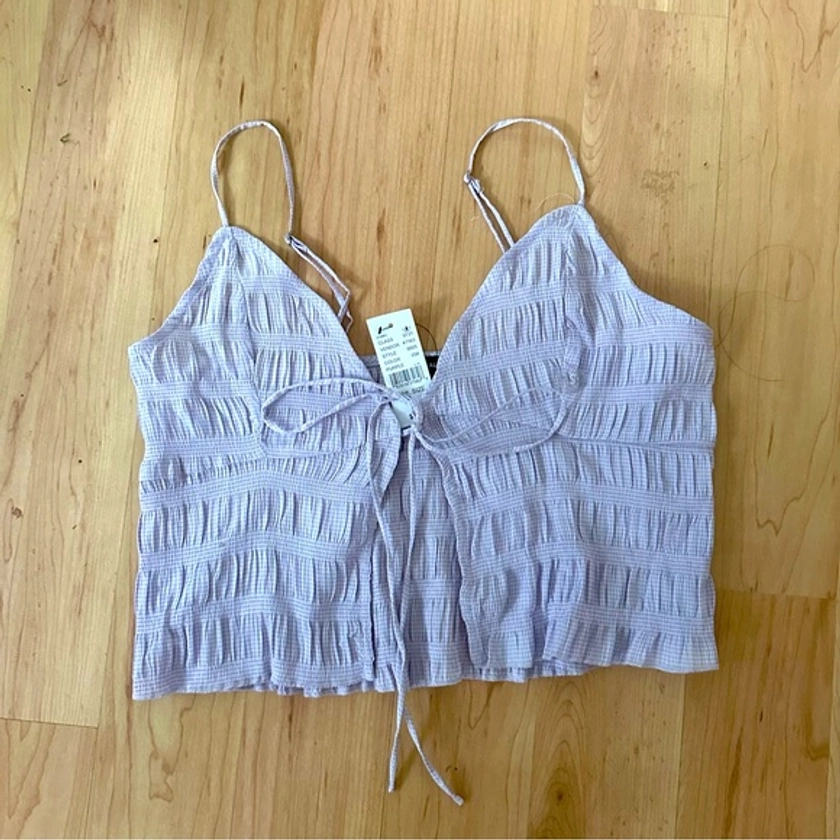 NWT Lavender Gingham Tie Front Cami