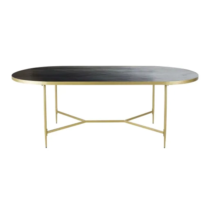 Table à manger ovale lattes en manguier noirci 8/10 personnes L220 | Maisons du Monde