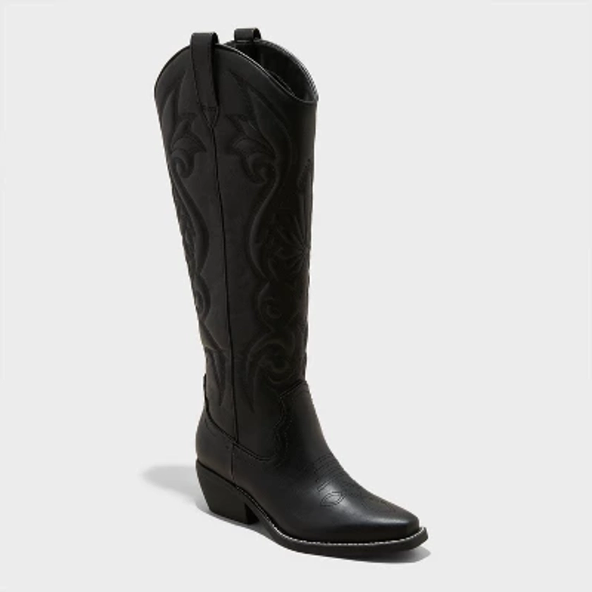 Women's Kenzi Western Boots with Memory Foam Insole - Wild Fable™ Jet Black 6