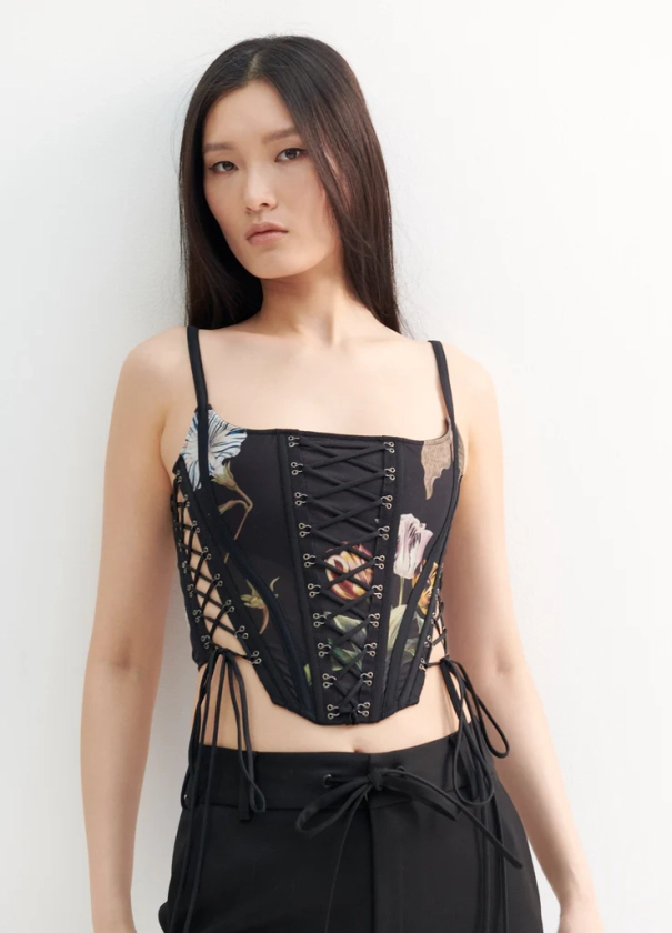 Print Laced Bustier