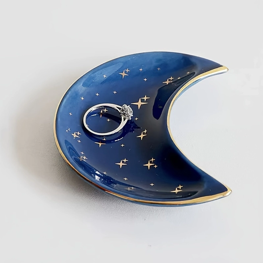 Ceramic Moon Jewelry Dish Ring Dish Key Bowl Fruit Plate - Temu