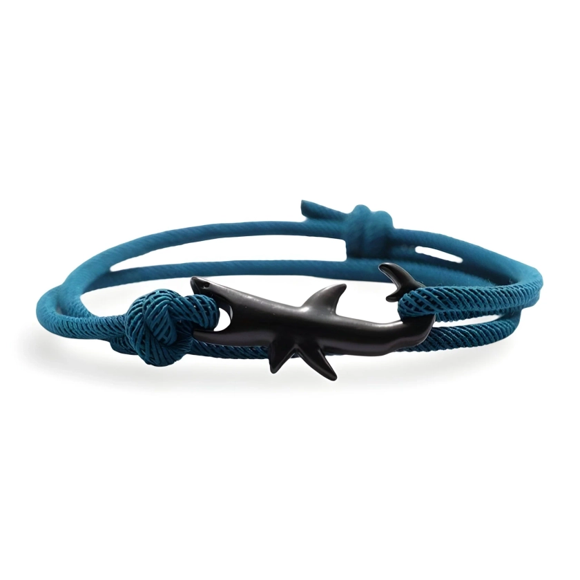 Bracelet cordon, motif requin, modèle Bruce