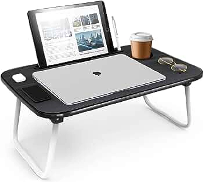 Nestl Lap Desk for Laptop - Foldable Laptop Desk for Bed and Couch, Portable and Lightweight Laptop Stand for Bed Breakfast, Working, Reading, and Writing, Black Lap Table, Small Laptop Tray