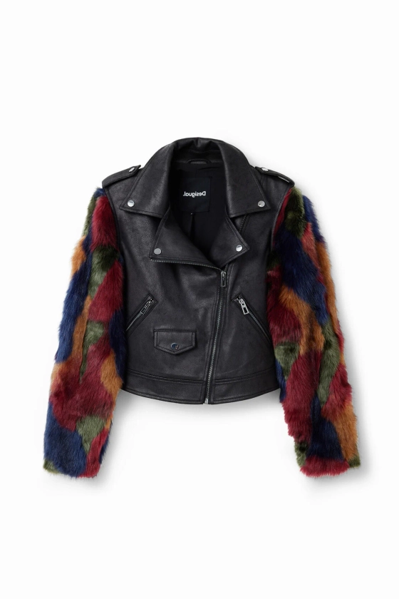 Veste "biker" amovible effet fourrure pour femme I Desigual.com