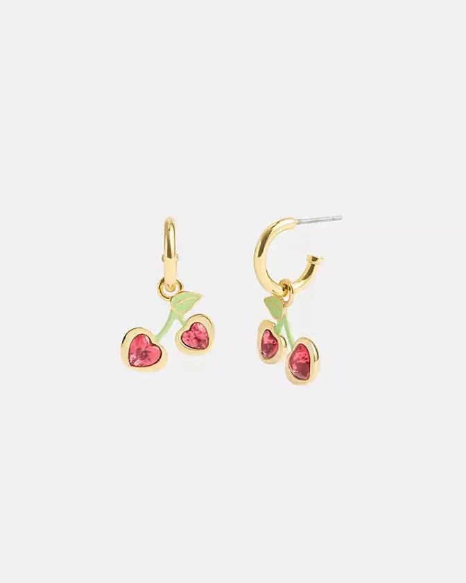 Cherry Charm Huggie Earrings
