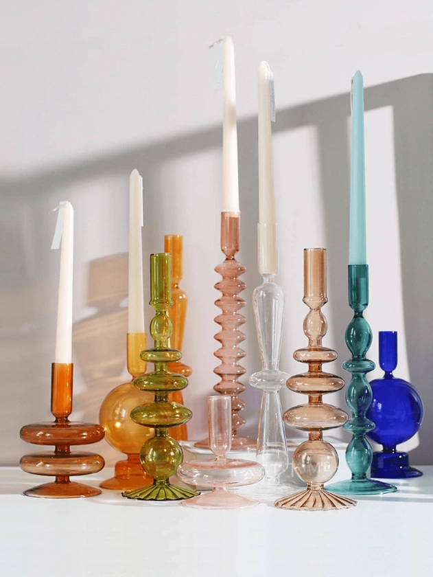 1PC Vintage Glass Candle Holders Room Home Decor Living Romantic Candlestick Holder Wedding Birthday Dinner Decoration