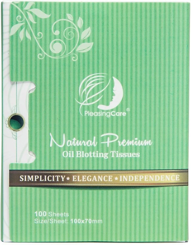 Natural Green Tea Oil Absorbing Tissues - 100 Counts, Premium Face Oil Blotting Paper - Take Only 1 Piece Each Time Design - Large 10cmx7cm Oil Absorbing Sheets, No Waste and Easy to Carry in Pocket!