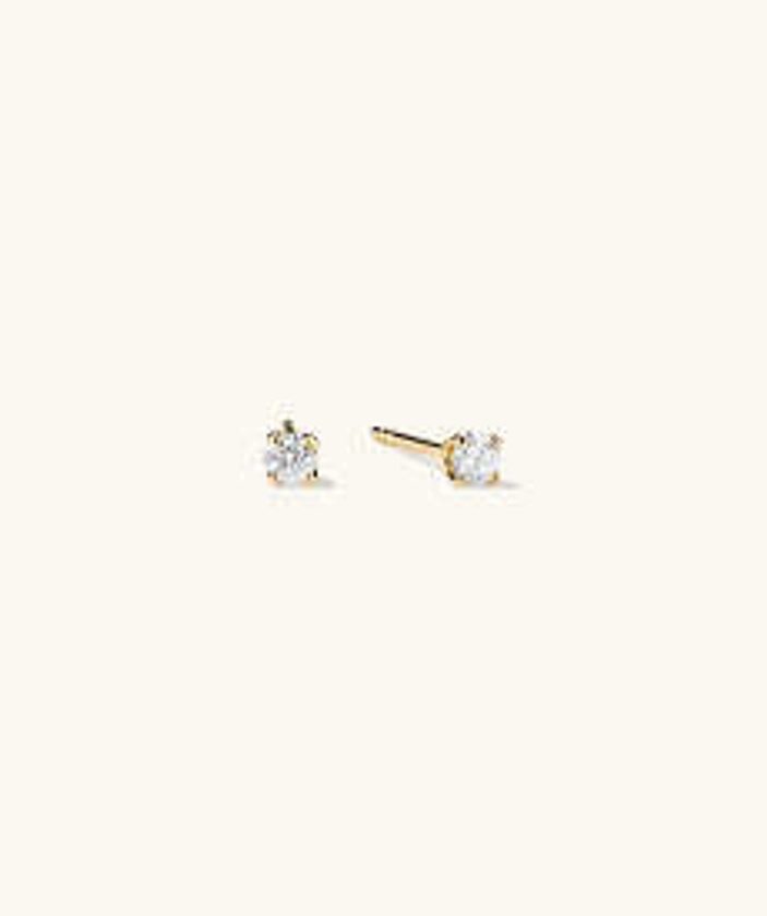 Diamond mini studs earrings in 14k yellow gold and diamond