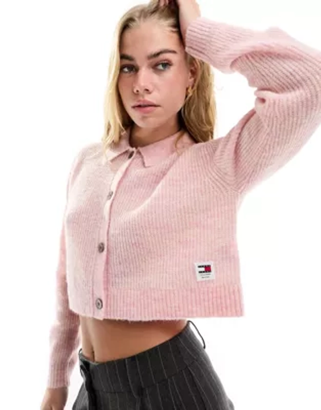 Tommy Jeans Cropped Cardigan in Light Pink | ASOS