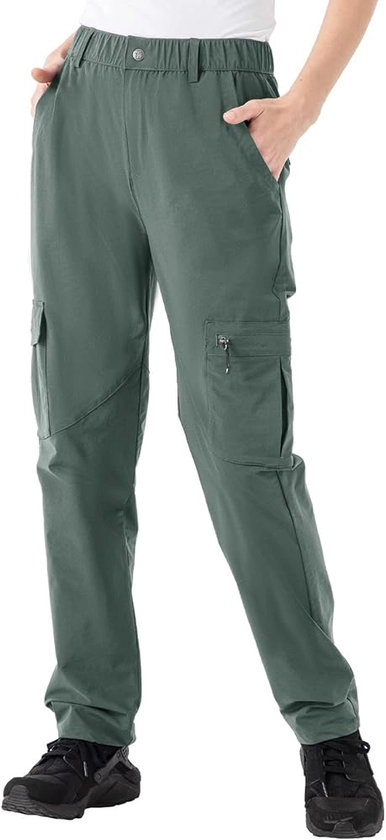 Rdruko Women's Hiking Cargo Pants Water-Resistant Quick Dry UPF 50+ Travel Camping Work Pants Zipper Pockets