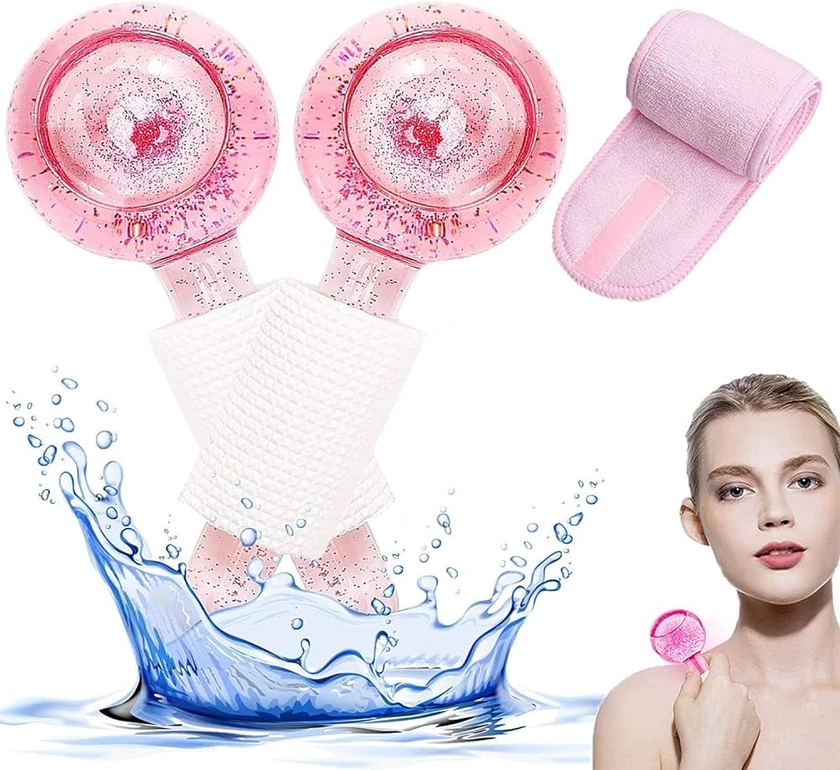Amazon.com: Anyangjia Ice Globes for Face,2Pcs Facial Ice Globes Face Massage Ice Roller Ball for Face and Eyes with 1 Adjustable SPA Facial Headband (Pink 2) : Beauty & Personal Care