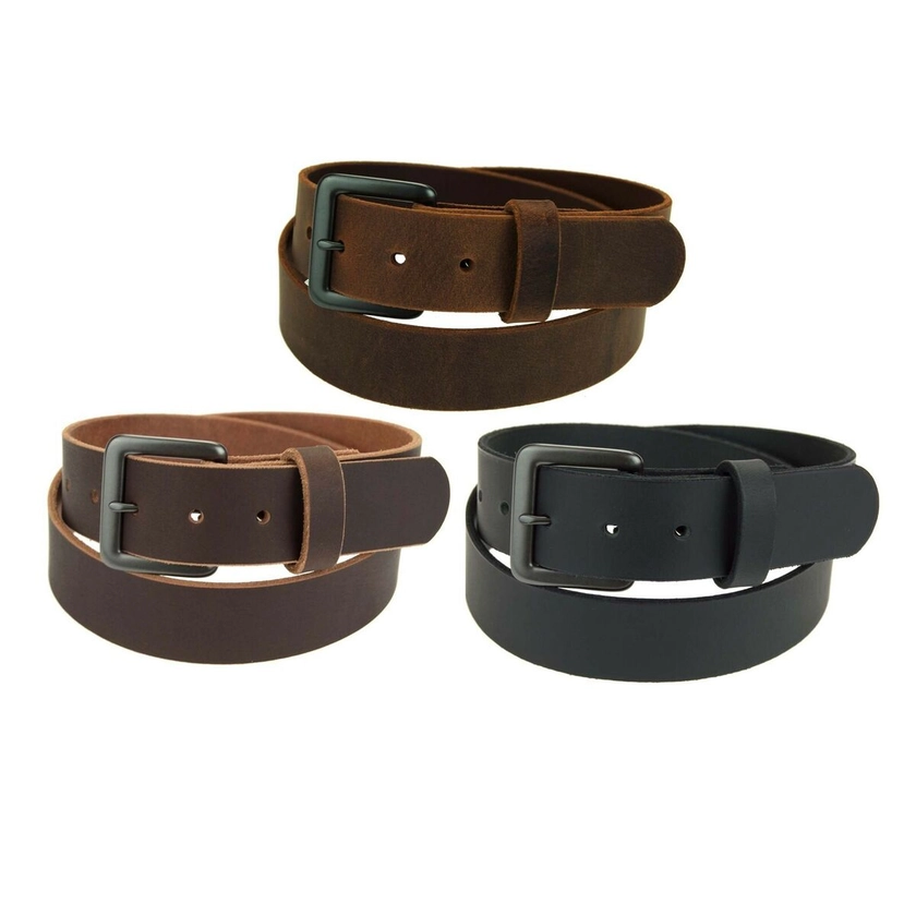 Men&#039;s Leather Belt_1 1/2&#034;_Buffalo Leather_Amish Handmade_Brown_Black