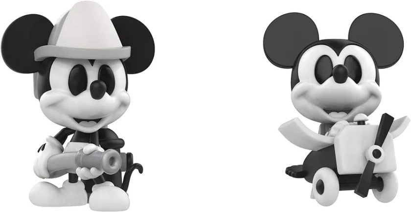 Mini Vinyl Figure: Disney - Black and White Firefighter and Plane Crazy Mickey Mouse 2 Pack, Fall Convention Exclusive