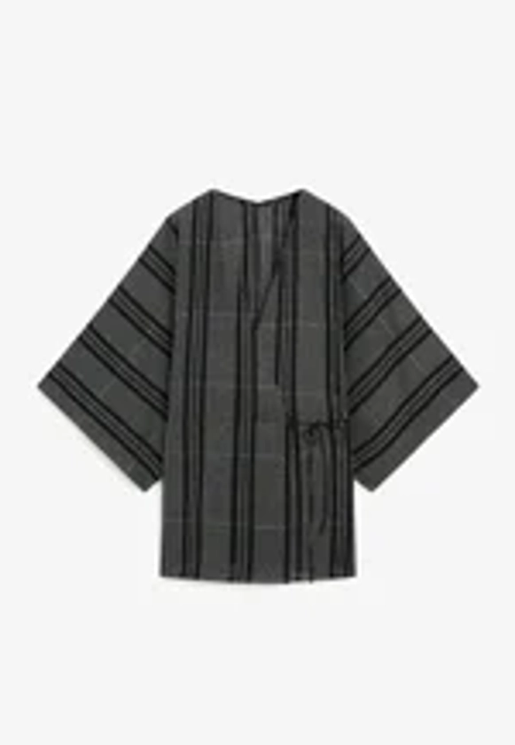 EMBROIDERED CO-ORD KIMONO - Cape - black